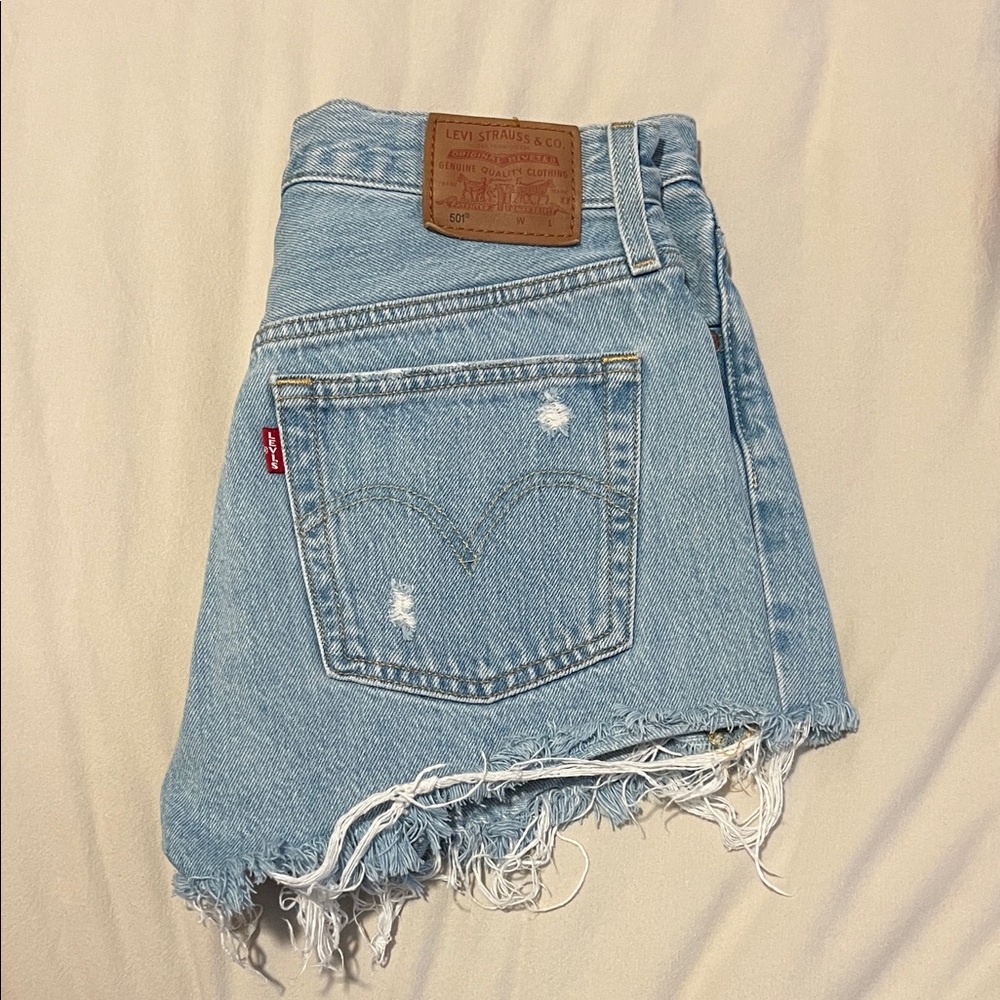 Levi's Women's Classic Light Blue Jean Shorts (distressed)